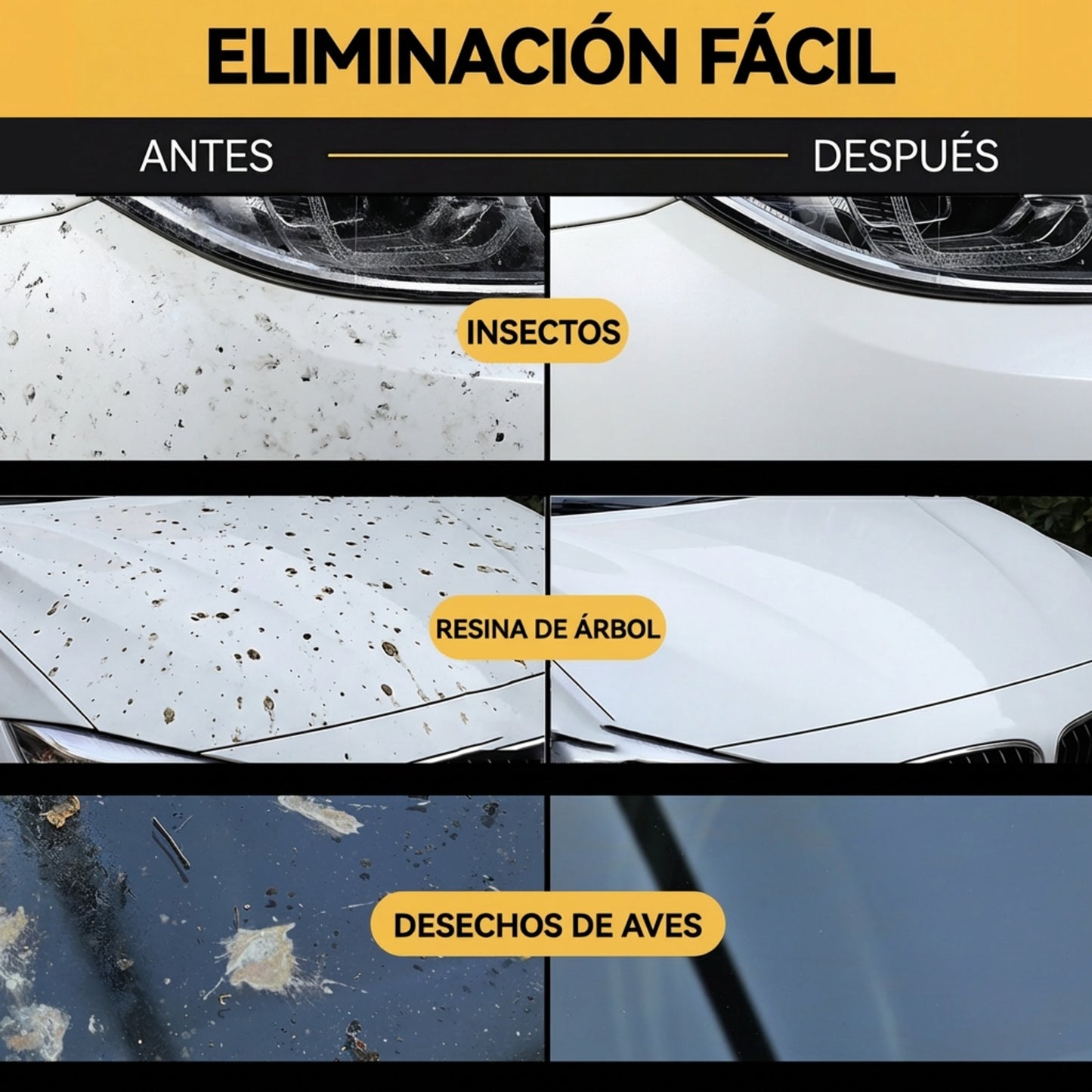 Potente Eliminador de Insectos y Residuos para Autos