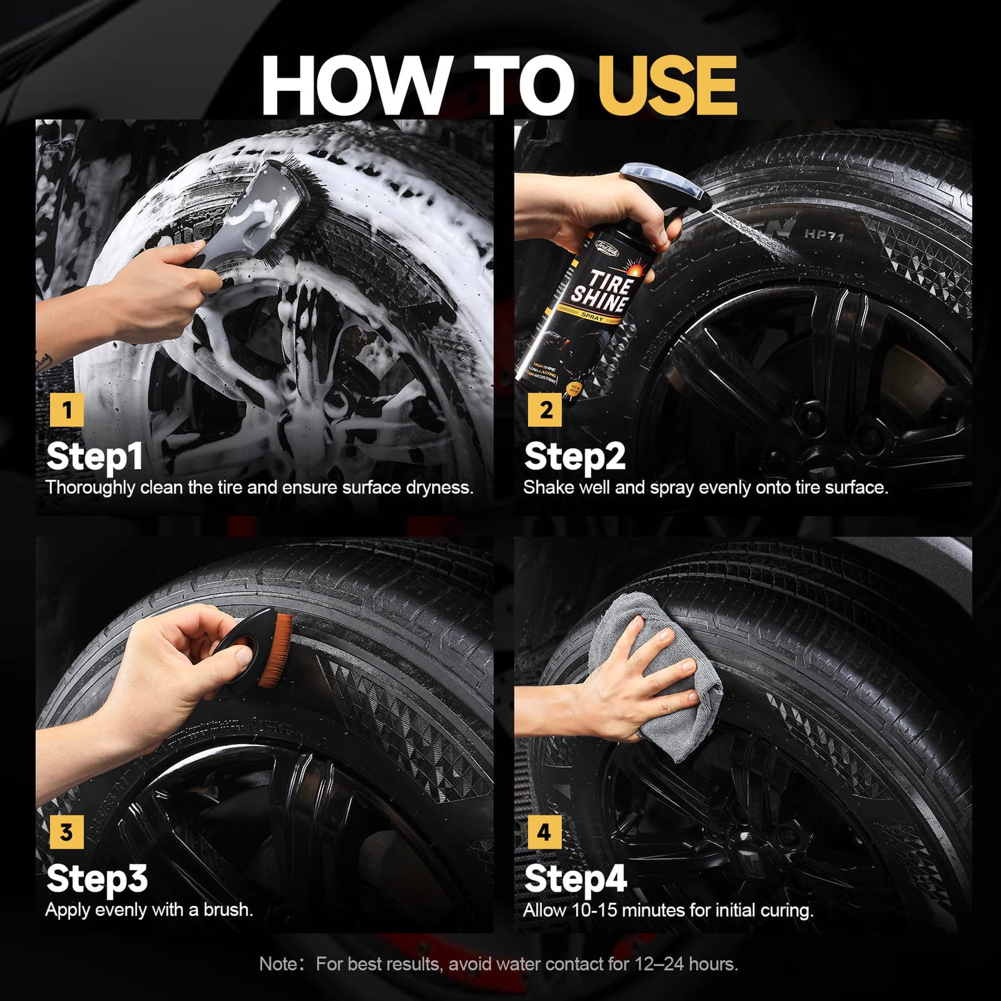 Spray Brillantador Instantáneo para Neumáticos Toretark® - Efecto Resistente a la Suciedad y Duradero