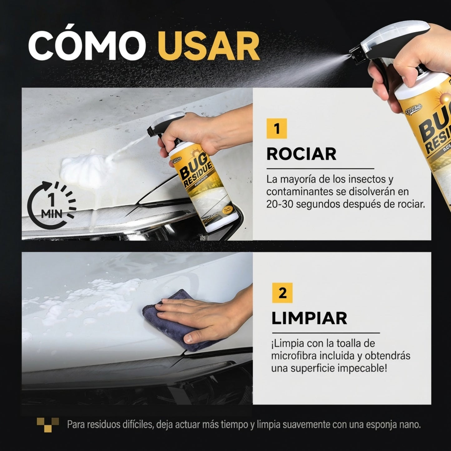 Potente Eliminador de Insectos y Residuos para Autos