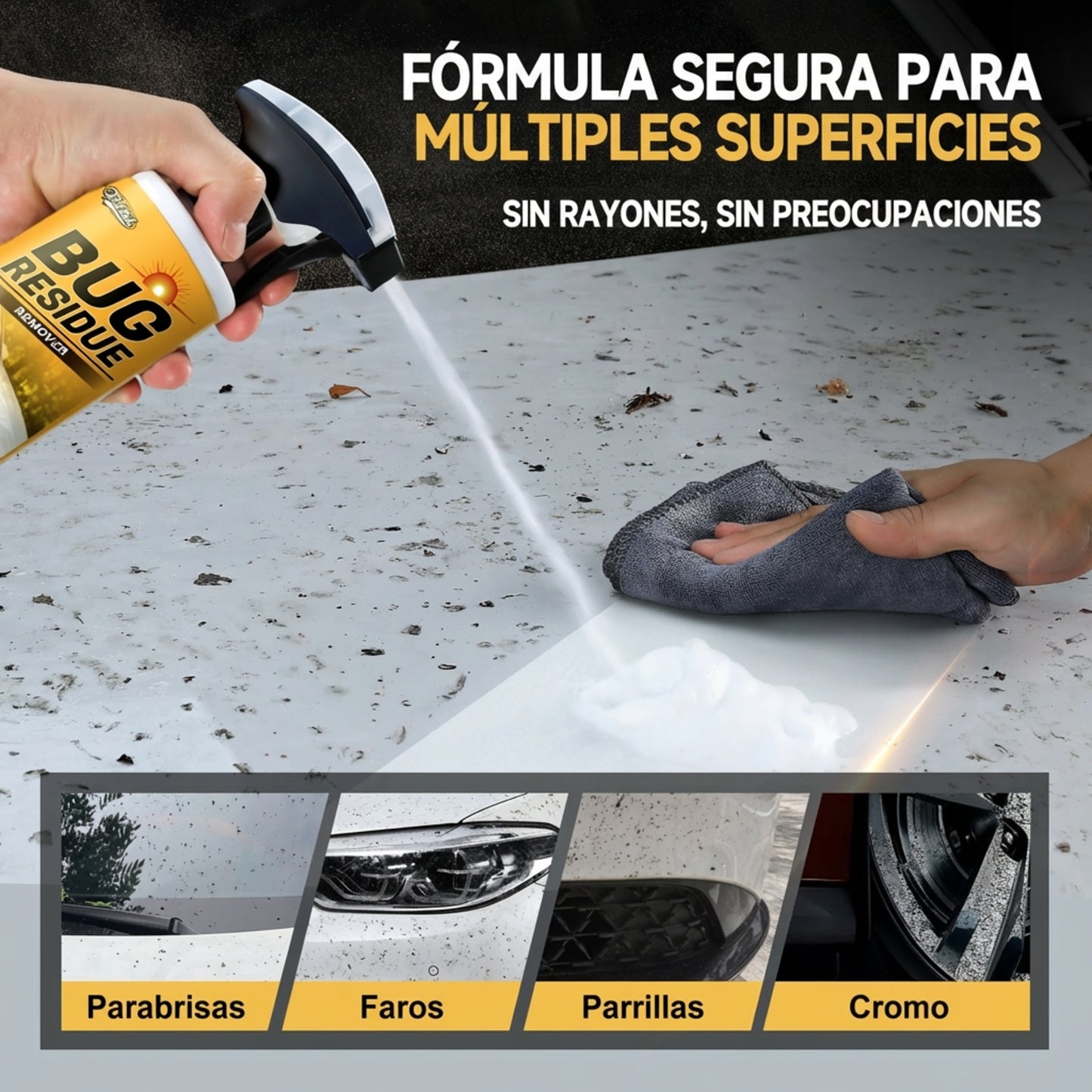 Potente Eliminador de Insectos y Residuos para Autos