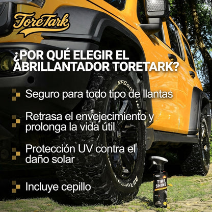 Spray Abrillantador de Llantas, Resistente a manchas y Brillo Instantáneo de Larga Duración