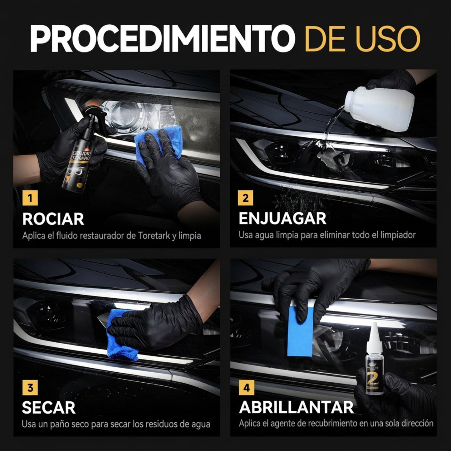 Kit de Restauración y Protección de Faros para Auto