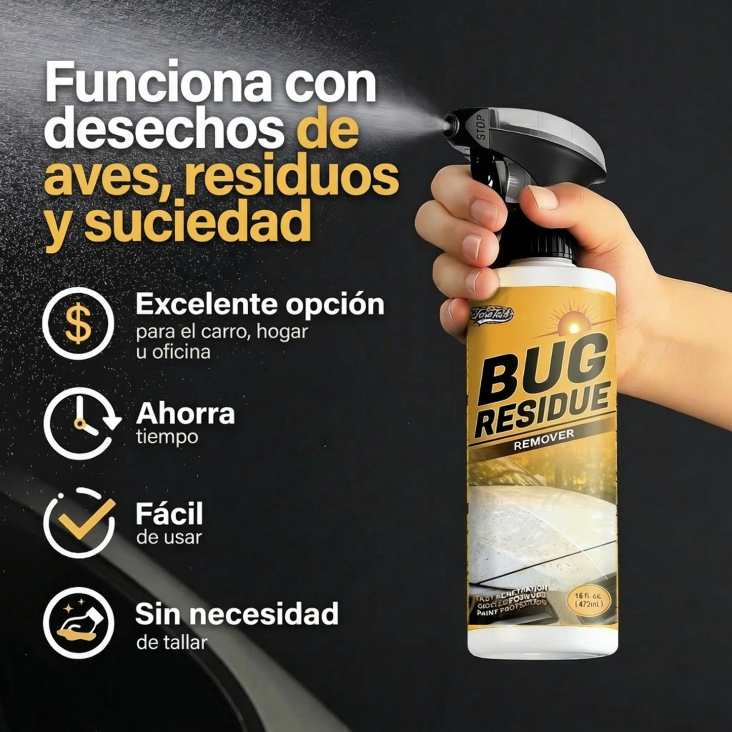 Potente Eliminador de Insectos y Residuos para Autos